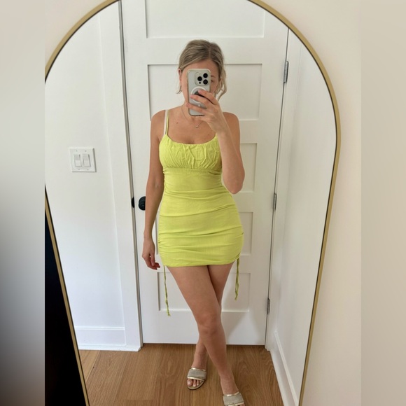 Mini dress scrunch, green, M - Picture 3 of 15